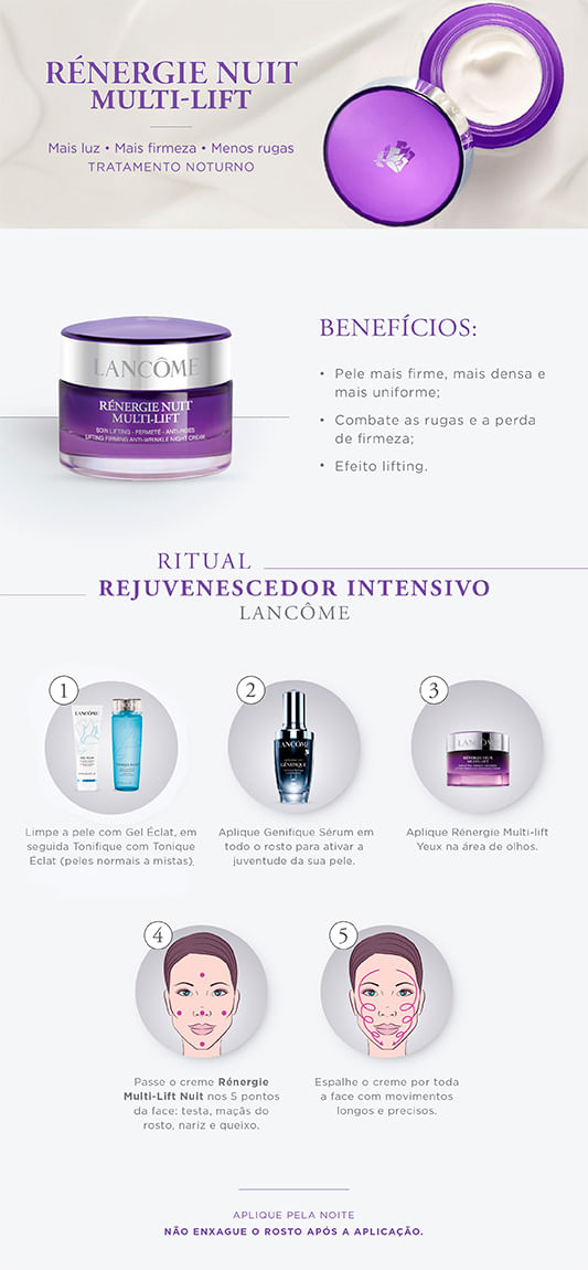 Tratamento Facial Anti-Idade Noturno Lancôme Rénergie Nuit Multi-Lift